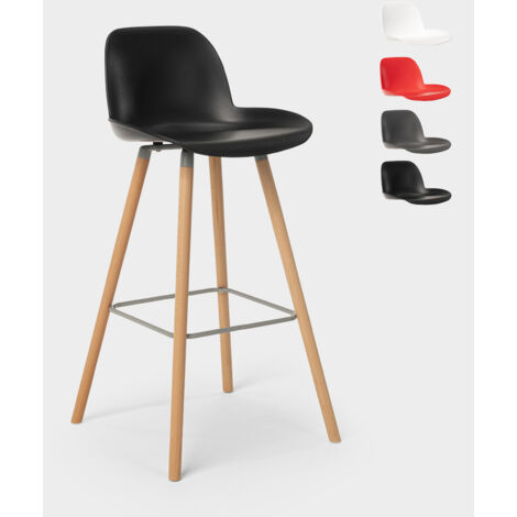 SUPERSTOOL Taburete alto moderno de diseño escandinavo para bar y cocina Eiffel Burj 75 Color: Negro