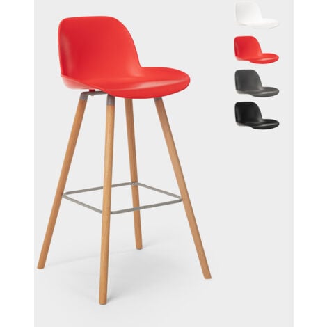 SUPERSTOOL Taburete alto moderno de diseño escandinavo para bar y cocina Eiffel Burj 75 Color: Rojo