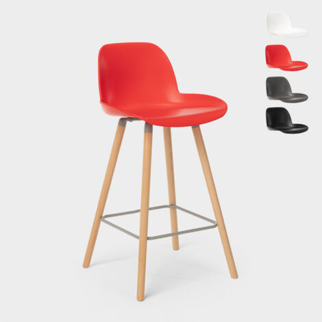 SUPERSTOOL Taburete alto moderno Eiffel para bar y cocina diseño escandinavo Burj d65 Color: Rojo