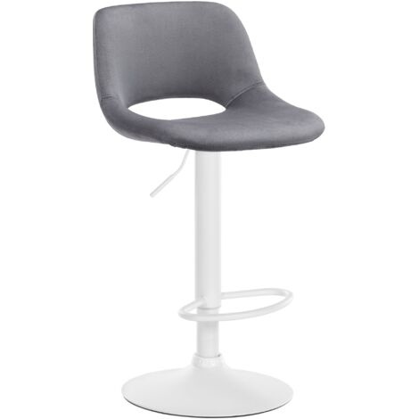 Taburete alto para bar x1 con reposapiés de terciopelo gris oscuro, base de metal blanco 100004609