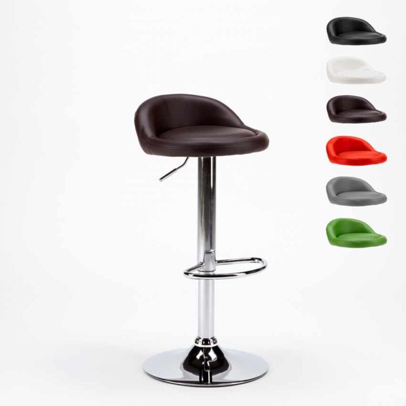 

Superstool - Taburete alto para cocina y bar cromado de cuero polipiel Baltimora | Marrón