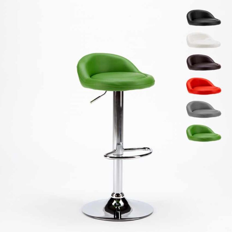 

Superstool - Taburete alto para cocina y bar cromado de cuero polipiel Baltimora | Verde