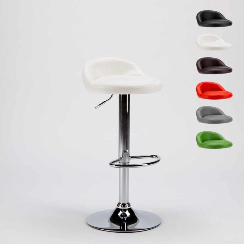 

Superstool - Taburete alto para cocina y bar cromado de cuero polipiel Baltimora | Blanco