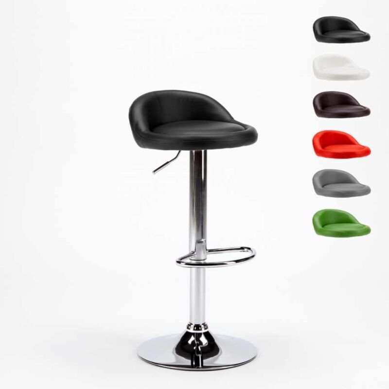 

Taburete alto para cocina y bar cromado de cuero polipiel Baltimora | Negro