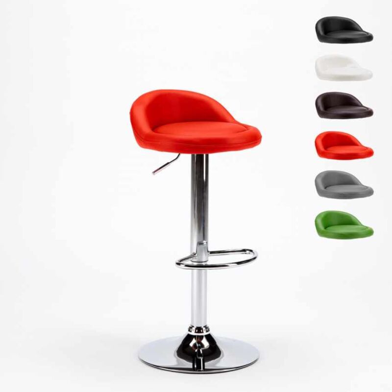 

Superstool - Taburete alto para cocina y bar cromado de cuero polipiel Baltimora | Rojo