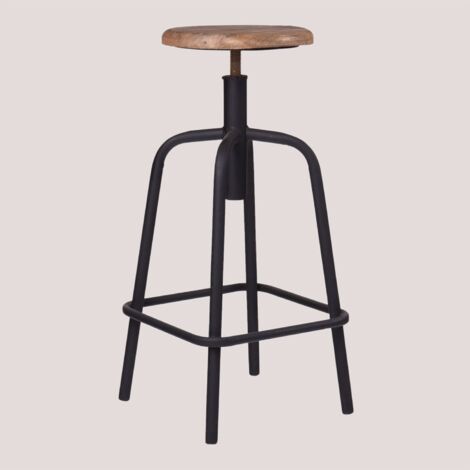 Taburete Alto Regulable en Acero y Madera Ery SKLUM             