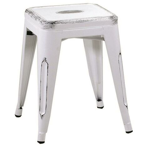 Taburete antiguo de hierro bristol blanco cm39x39h45
