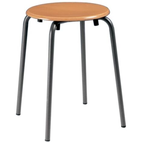 Taburete apilable, altura asiento 500mm, asiento tubo D.300mm, laca natural haya antracita BIMOS