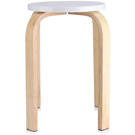 Taburete apilable y antideslizante de madera curvada en color caramelo, mueble de hogar ideal para la decoración de la habitación infantil, 1 pieza (blanco)