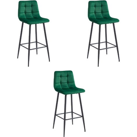 Taburete ARCETO - terciopelo verde oscuro / patas negras x 3