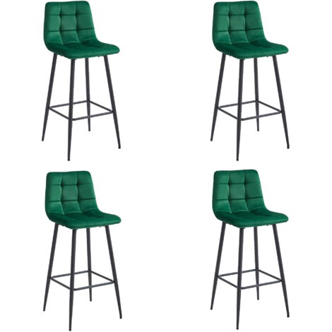 Taburete ARCETO - terciopelo verde oscuro / patas negras x 4