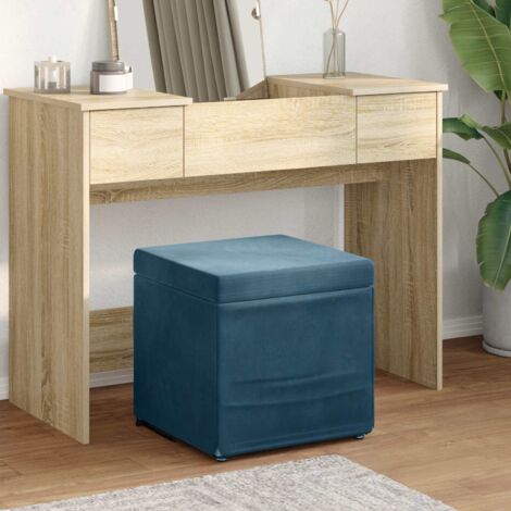 Taburete Azul 41 x 41 x 40 cm Terciopelo y Madera Fabricada