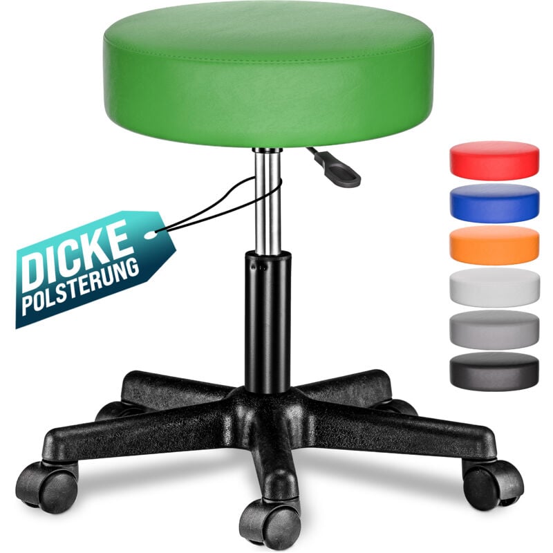 

Casaria - Taburete giratorio silla de trabajo 48x48cm Altura regulable 46-60 cm cuero artificial asiento acolchado Verde - Verde