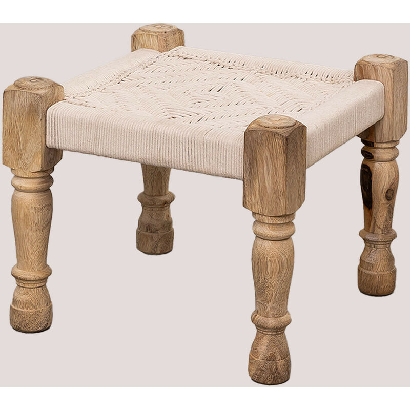 

Taburete Bajo en Macramé y Madera Kiron Marrón Madera Natural - Sklum