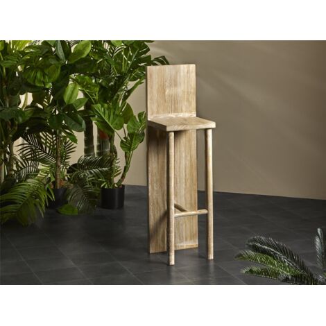 Taburete Bar C/Respaldo Madera Natural 105 Cms. 35X40X105 Cms