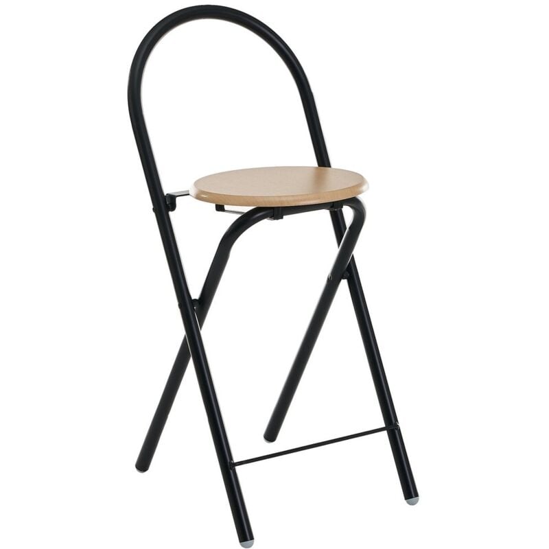 

Lolahome - Taburete bar con respaldo de metal y MDF negro de 36x49x78 cm