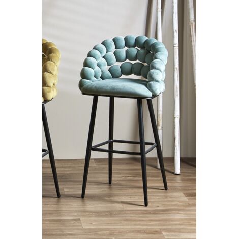 Taburete Bar Nimpha Terciopelo Azul 54X45X109 Cms