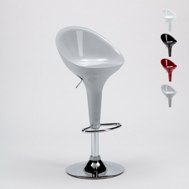 

Superstool - Taburete bar y cocina con península cromado giratorio diseño moderno San Diego | Gris