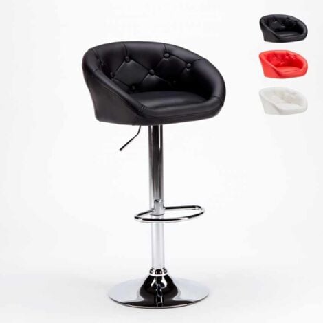 Taburete bar y cocina de cuero polipiel Chesterfield Diseño Tucson - Negro
