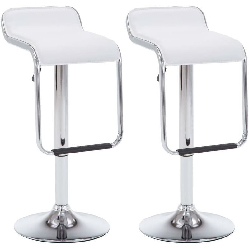 

vidaXL Taburete Barra de Cocina Giratorio 2 Unidades Piel Sintética Blanco - Blanco