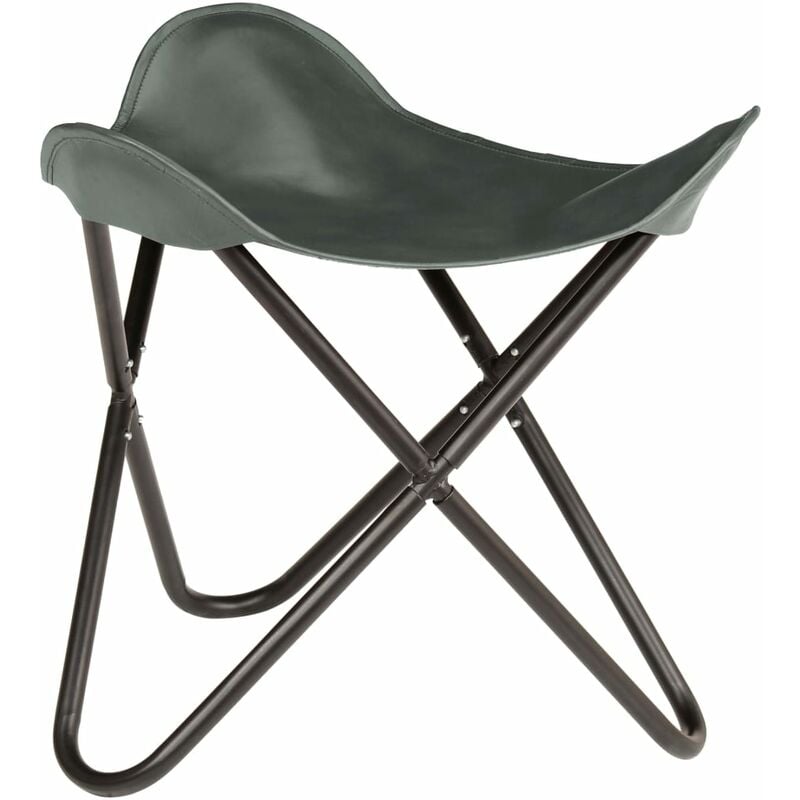 

Taburete Butterfly de cuero auténtico gris - Gris