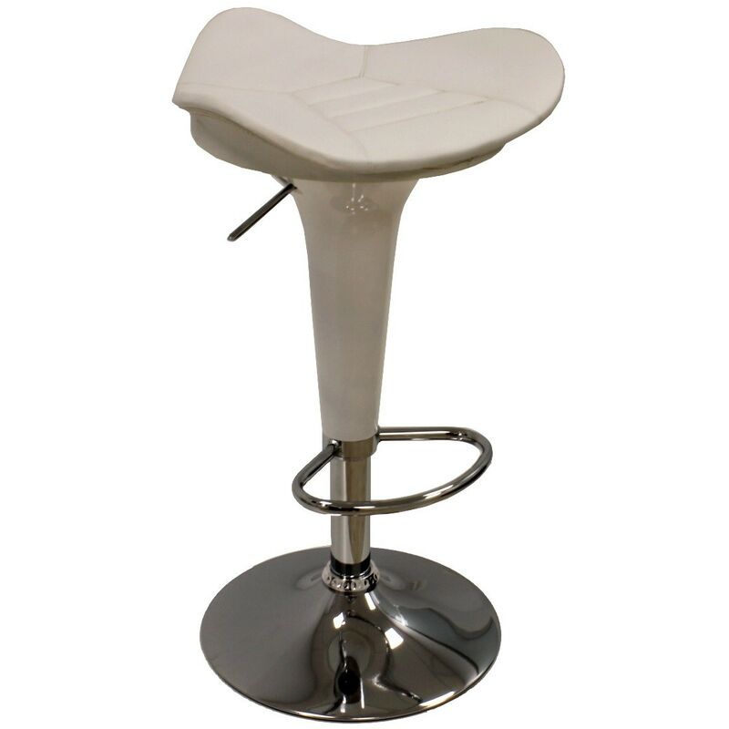 

Taburete CARSON, cromado, abs blanco, similpiel blanca
