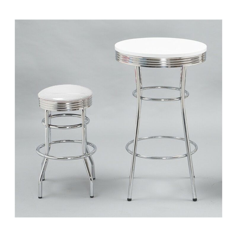 

BHD - Taburete CHIC, cromado, similpiel blanca