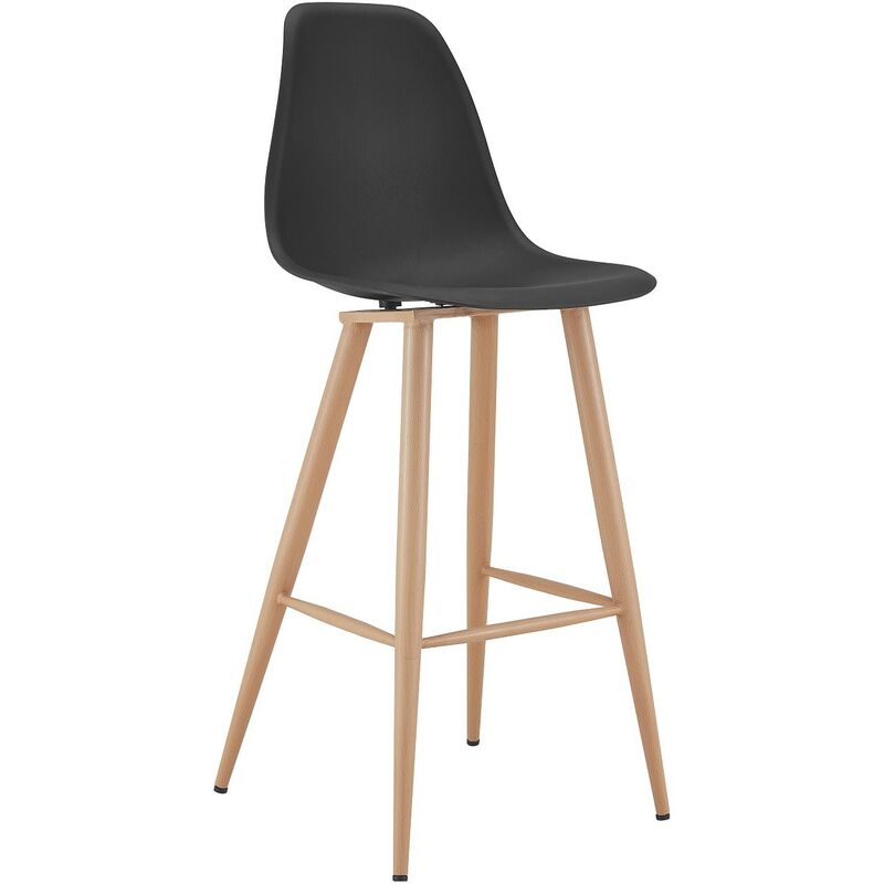 

Taburete CLUNY, metal color madera, polipropileno negro