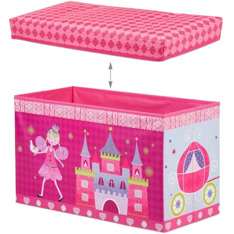 Taburete cofre caja puf de juguete almacenamiento infantil rosa 130002763