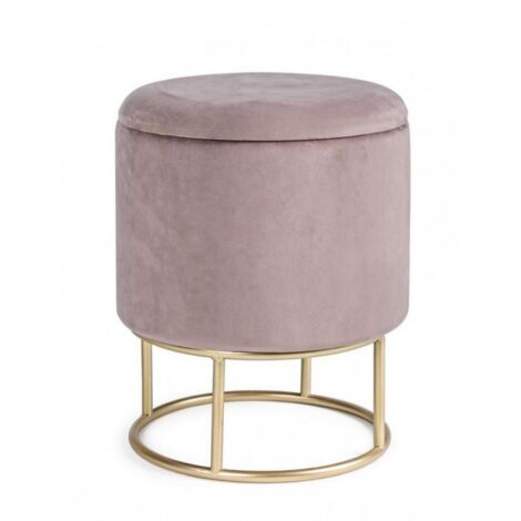 Taburete con estructura de metal dorado con contenedor rosa cm 45 h