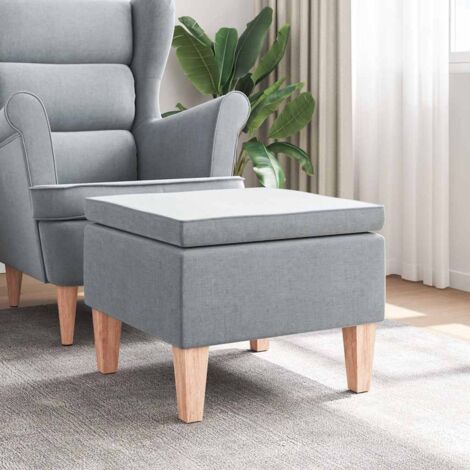 Taburete con patas de madera tapizado tejido gris claro