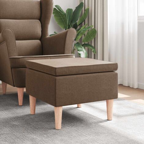 Taburete con patas de madera tapizado tejido marrón