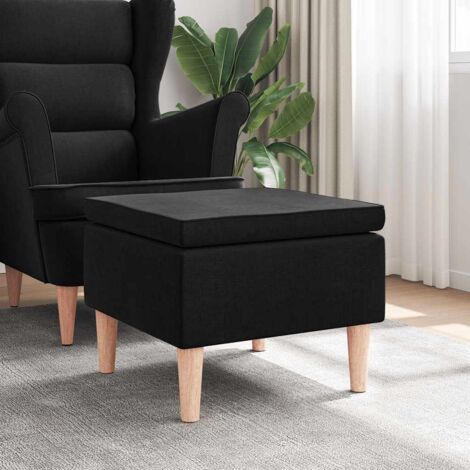 Taburete con patas de madera tapizado tejido negro