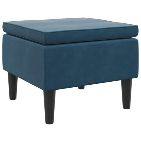 Taburete con patas de madera terciopelo azul vidaXL