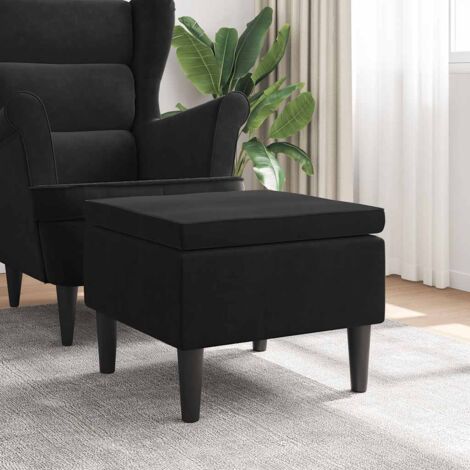 Taburete con patas de madera terciopelo negro
