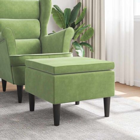 Taburete con patas de madera terciopelo verde claro