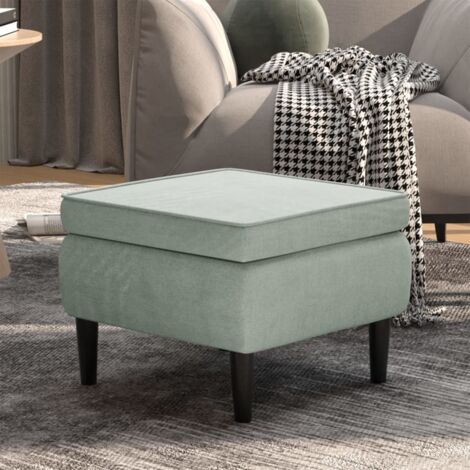 Taburete con patas de madera y terciopelo gris claro vidaXL