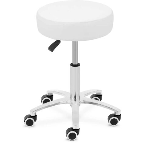 Taburete con ruedas 120 kg blanco MDF acero al carbono PP espuma PU blanco 140010106
