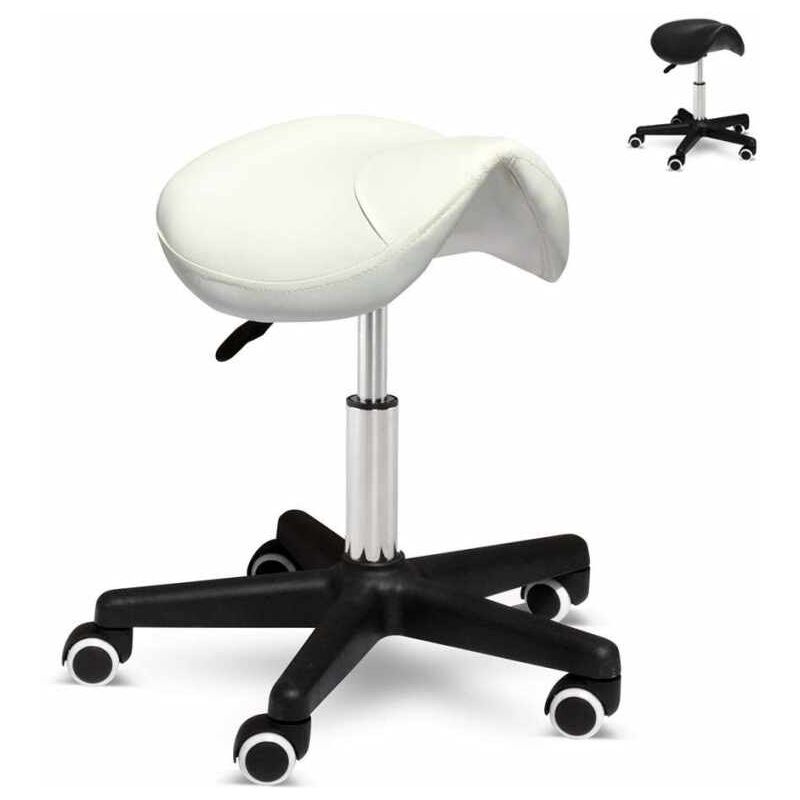 

Bodyline-health And Massage - Taburete con ruedas esteticista manicura pedicura cuero polipiel montura caballo Professional | Color: Blanco