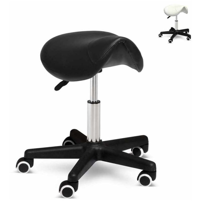 

Bodyline-health And Massage - Taburete con ruedas esteticista manicura pedicura cuero polipiel montura caballo Professional | Color: Negro