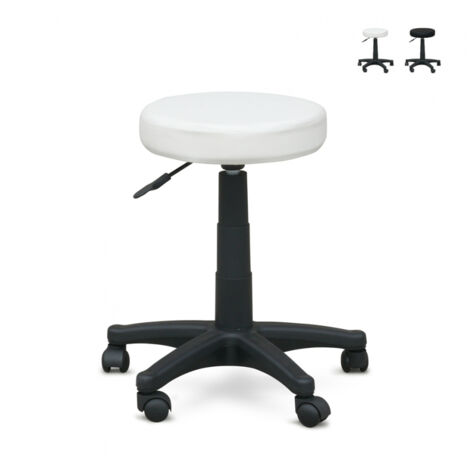 Taburete con ruedas esteticista manicura pedicura oculista tatuaje Speedy - Blanco