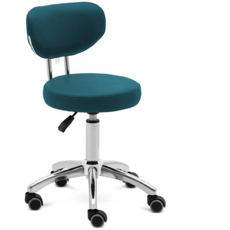 Taburete con ruedas y respaldo 150 kg turquesa aluminio PVC espuma sintética turquesa 140010100