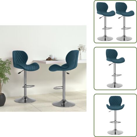Taburete de acero - vidaXL Taburetes de cocina 2 unidades terciopelo azul - Taburete con reposapiés