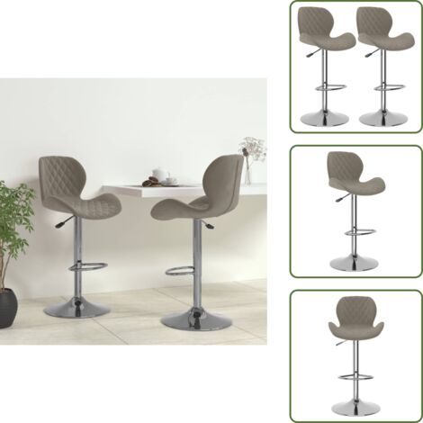 Taburete de acero - vidaXL Taburetes de cocina 2 unidades terciopelo gris claro - Taburete con reposapiés