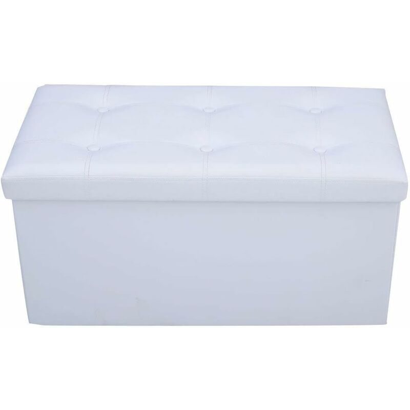 

Taburete de Asiento Banco Plegable Caja Cubo de Asiento de Almacenamiento Cúbico Blanco