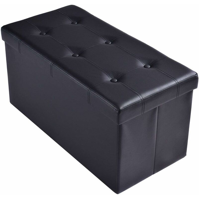 

Taburete de Asiento Banco Plegable Caja Cubo de Asiento de Almacenamiento Cúbico Negro