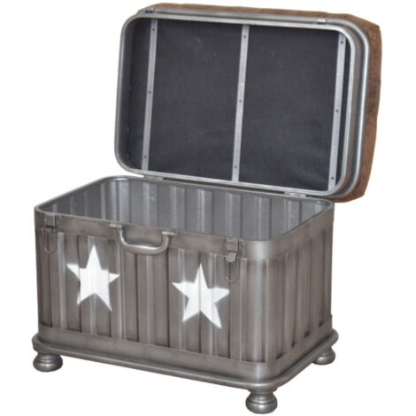 Taburete de banco con espacio de almacenamiento en metal de estilo industrial TABO05006