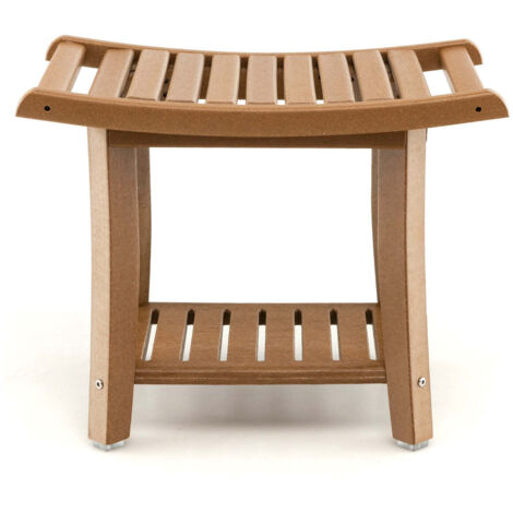 Taburete de baño 60,5 x 34 x 48 cm 2 niveles antideslizante ergonómico moderno fabricado en HDPE color café 200017365