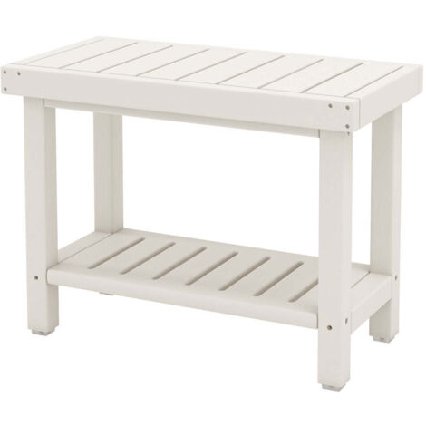 Taburete de baño 61 x 31 x 49 cm 2 niveles de almacenaje diseño versátil en HDPE blanco 200017266