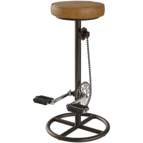 Taburete de bar 73 cm en cuero marrón - Gaya